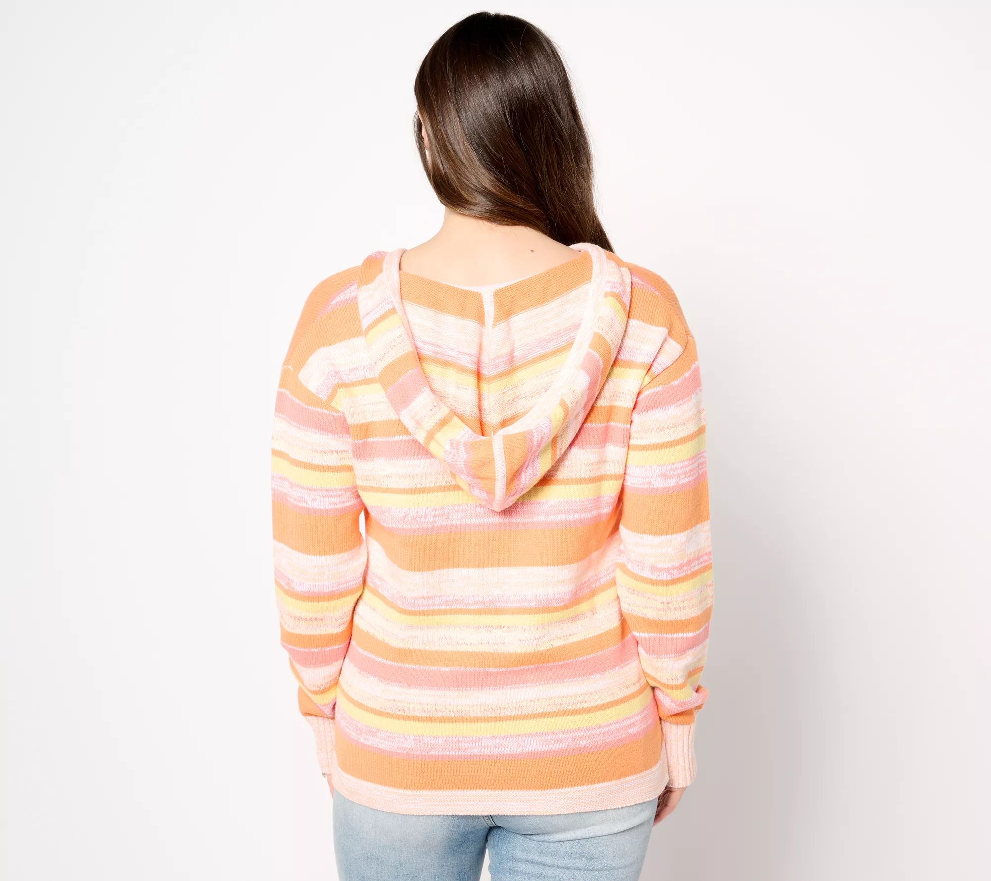 "As Is" Isaac Mizrahi Live! Bridgehampton Stripe Hooded Pullover