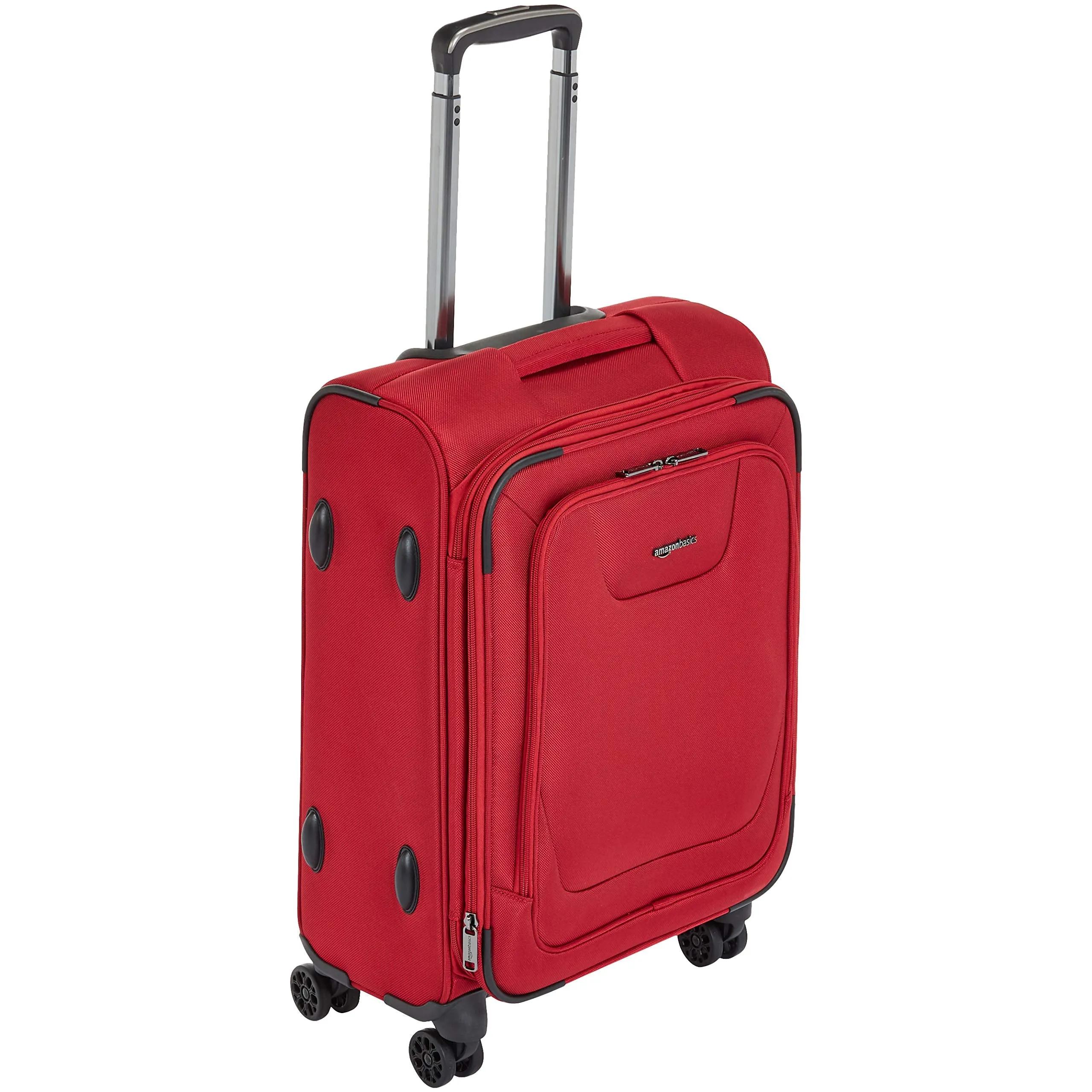 AmazonBasics Expandable Softside Carry-On Spinner Luggage Suitcase With TSA Lock And Wheels - 21 Inch, Red