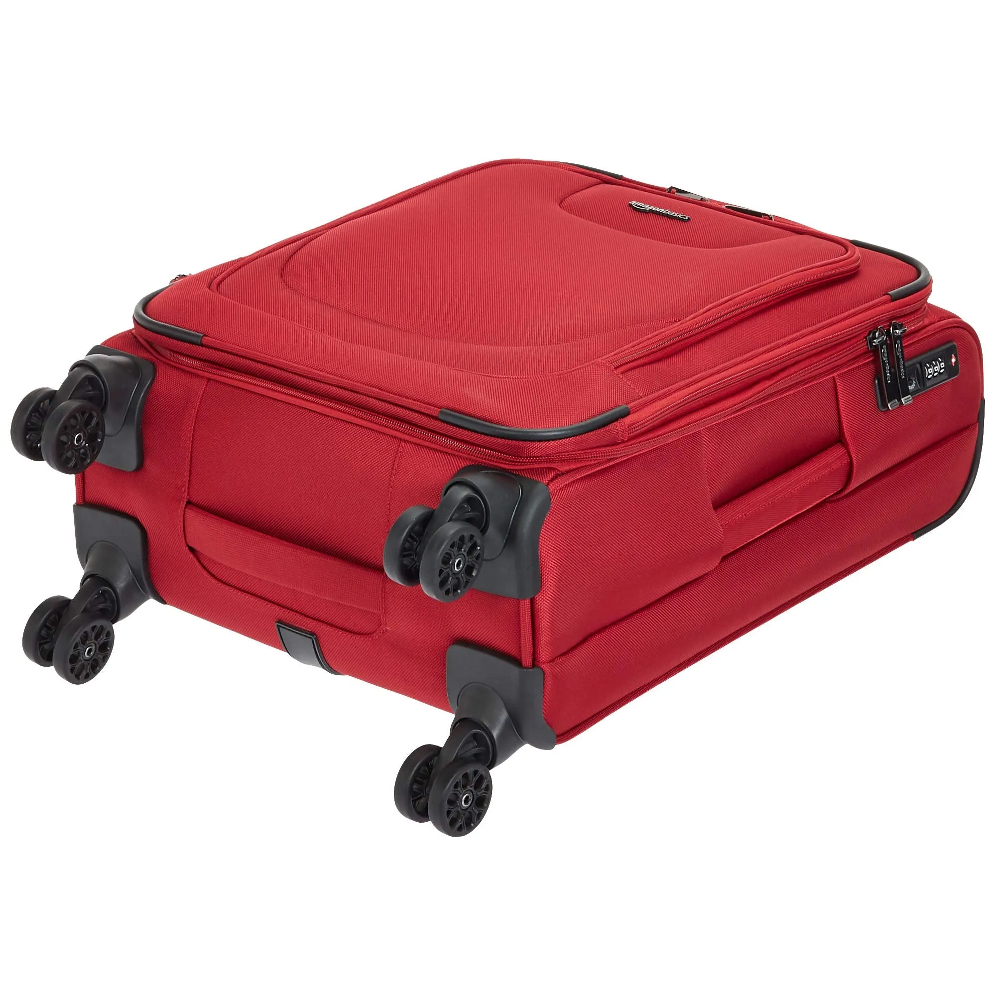 AmazonBasics Expandable Softside Carry-On Spinner Luggage Suitcase With TSA Lock And Wheels - 21 Inch, Red