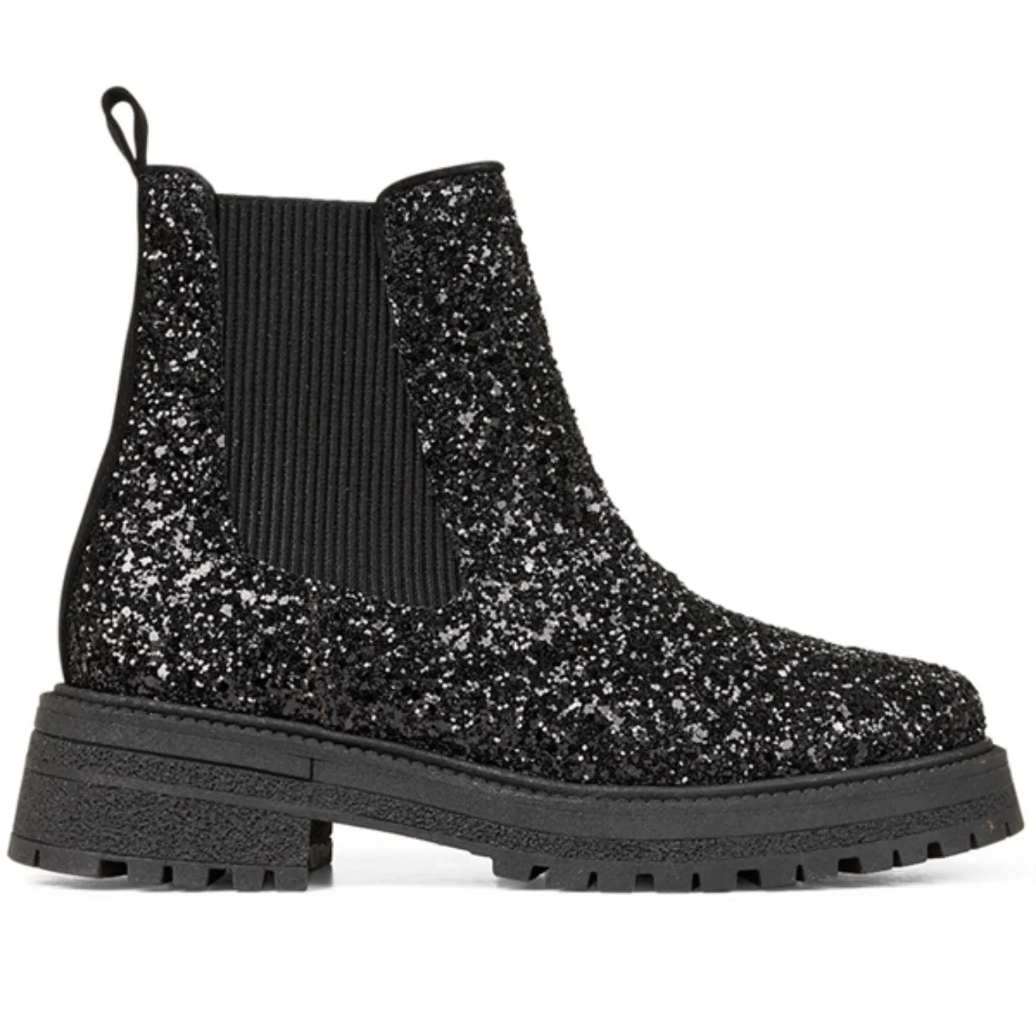 Angulus Black Glitter/Black/Black Glitter Chelsea Boot P Trackl