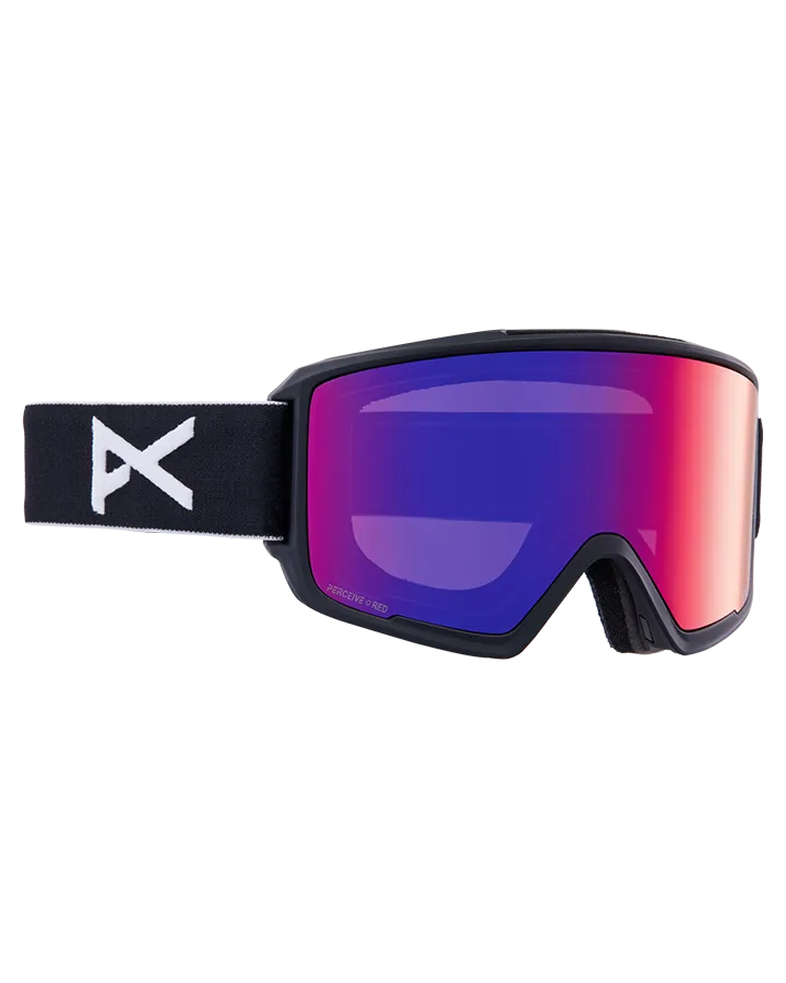 Anon M3 Snow Goggles + Bonus Lens + Mfi Face Mask - Black/Perceive Sunny Red Lens