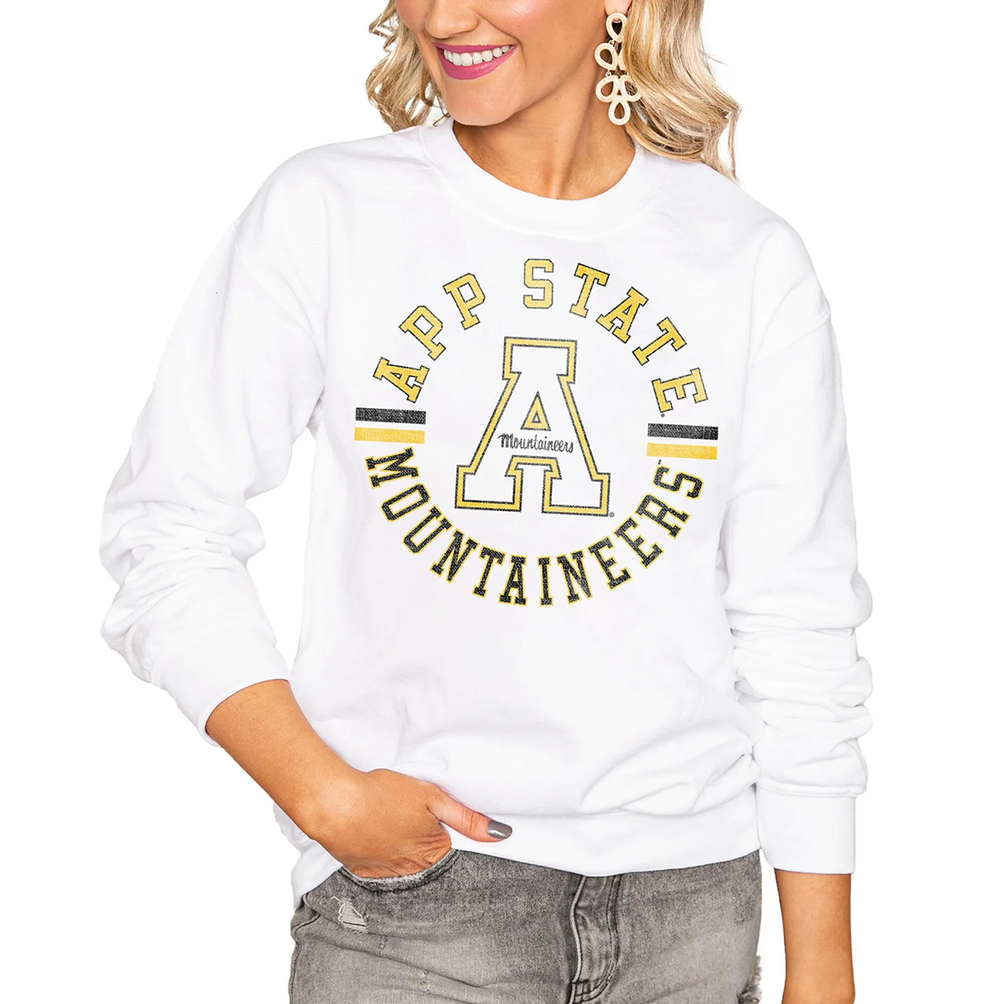 Appalachian State Mountaineers Women's White Vintage Days Perfect Pullover Sweatshirt