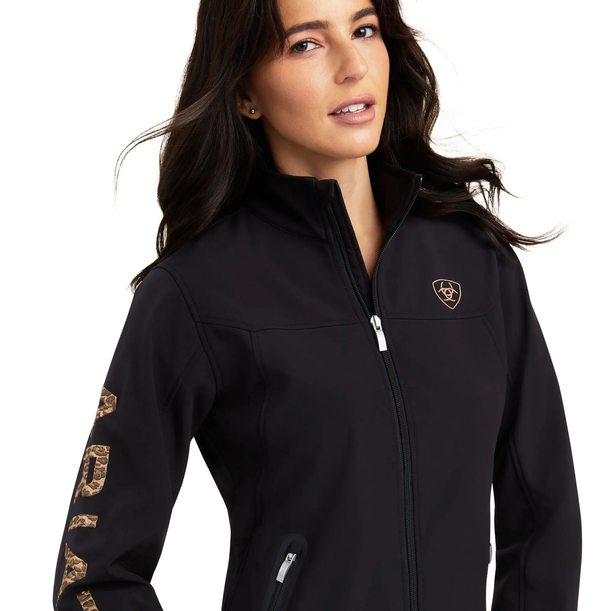 Ariat Ladies New Team Softshell Black & Leopard Jacket 10041278