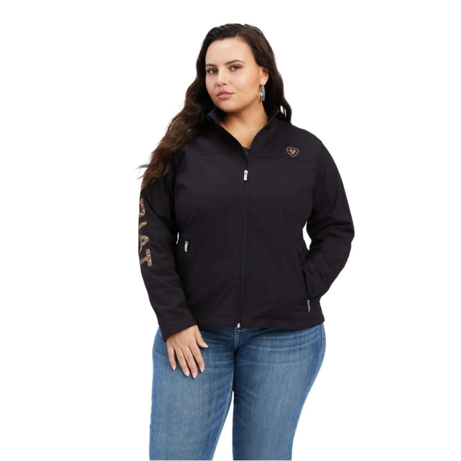 Ariat Ladies New Team Softshell Black & Leopard Jacket 10041278