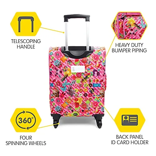 Bixbee Kids Luggage, Kids Luggage with Wheels for Girls & Boys with Telescoping Pullout Handle, Strap and Pockets- Lightweight K