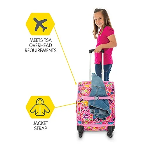 Bixbee Kids Luggage, Kids Luggage with Wheels for Girls & Boys with Telescoping Pullout Handle, Strap and Pockets- Lightweight K