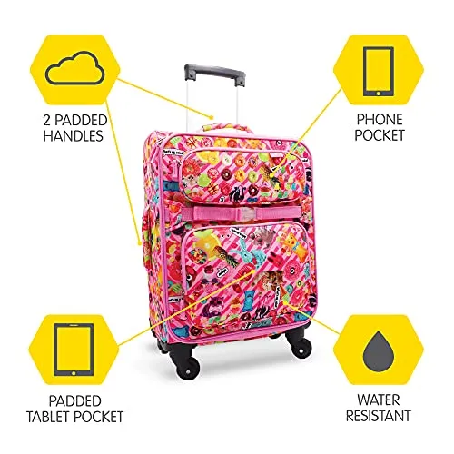 Bixbee Kids Luggage, Kids Luggage with Wheels for Girls & Boys with Telescoping Pullout Handle, Strap and Pockets- Lightweight K