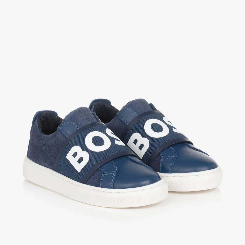 Boys Blue Leather Trainers