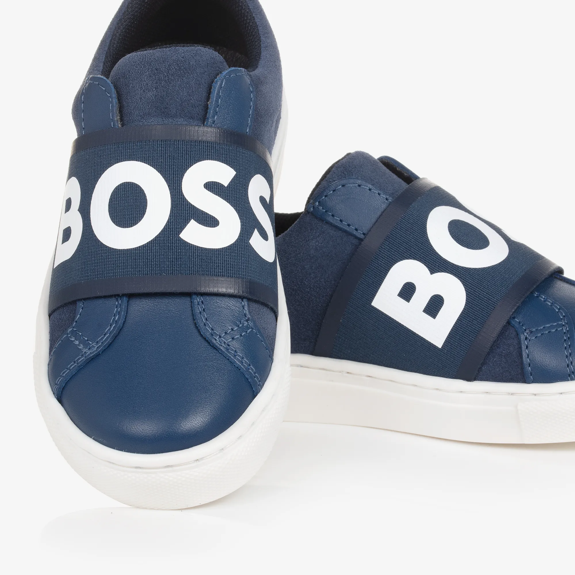 Boys Blue Leather Trainers