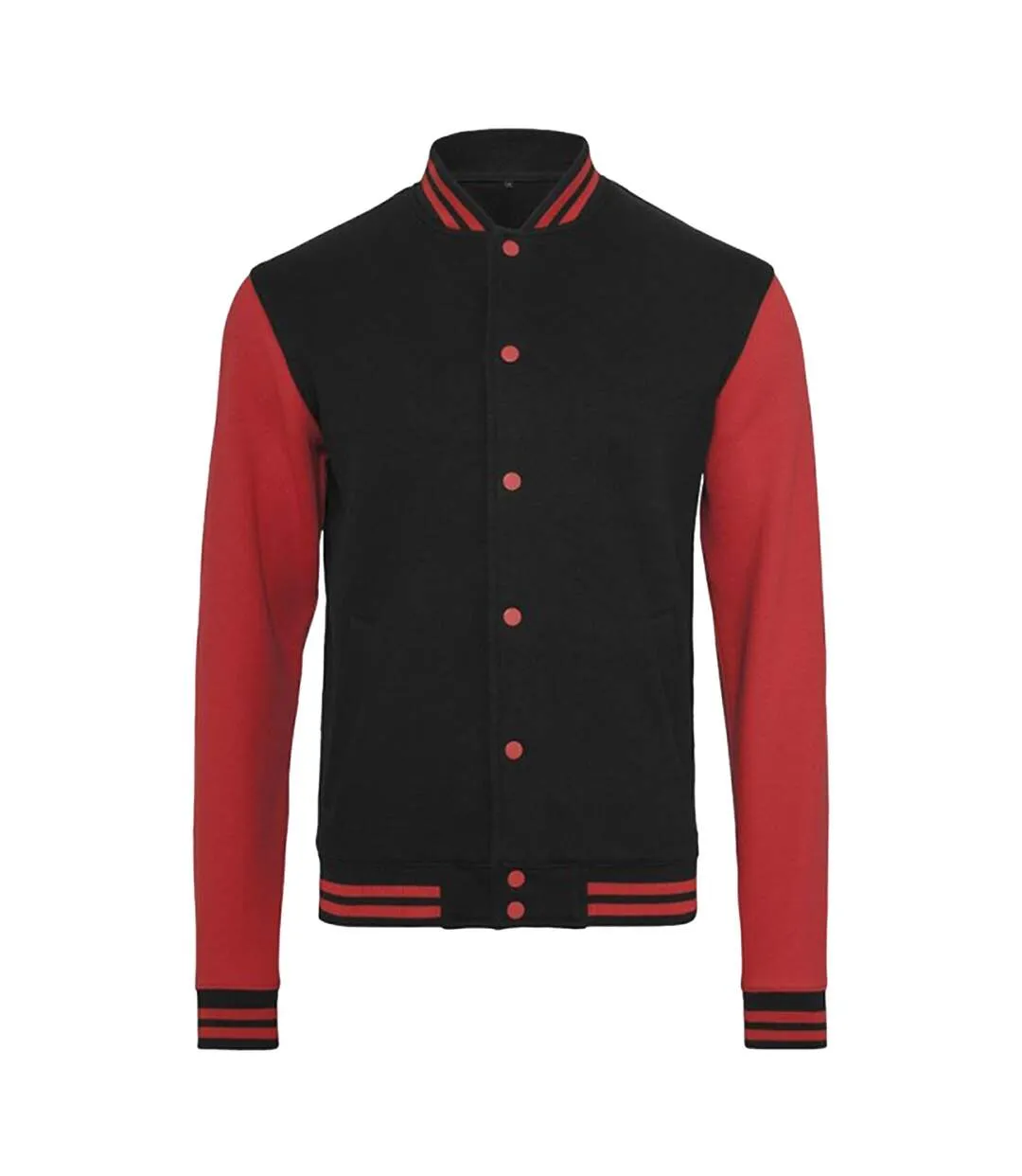 Build Your Brand Mens Sweat College Jacket (Black/Red) - UTRW5677