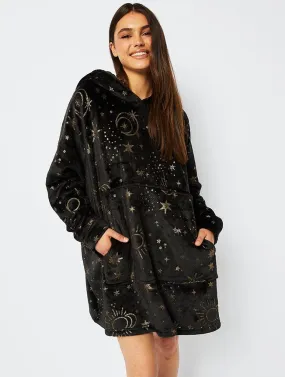 Celestial Starry Night Fleece Blanket Hoodie