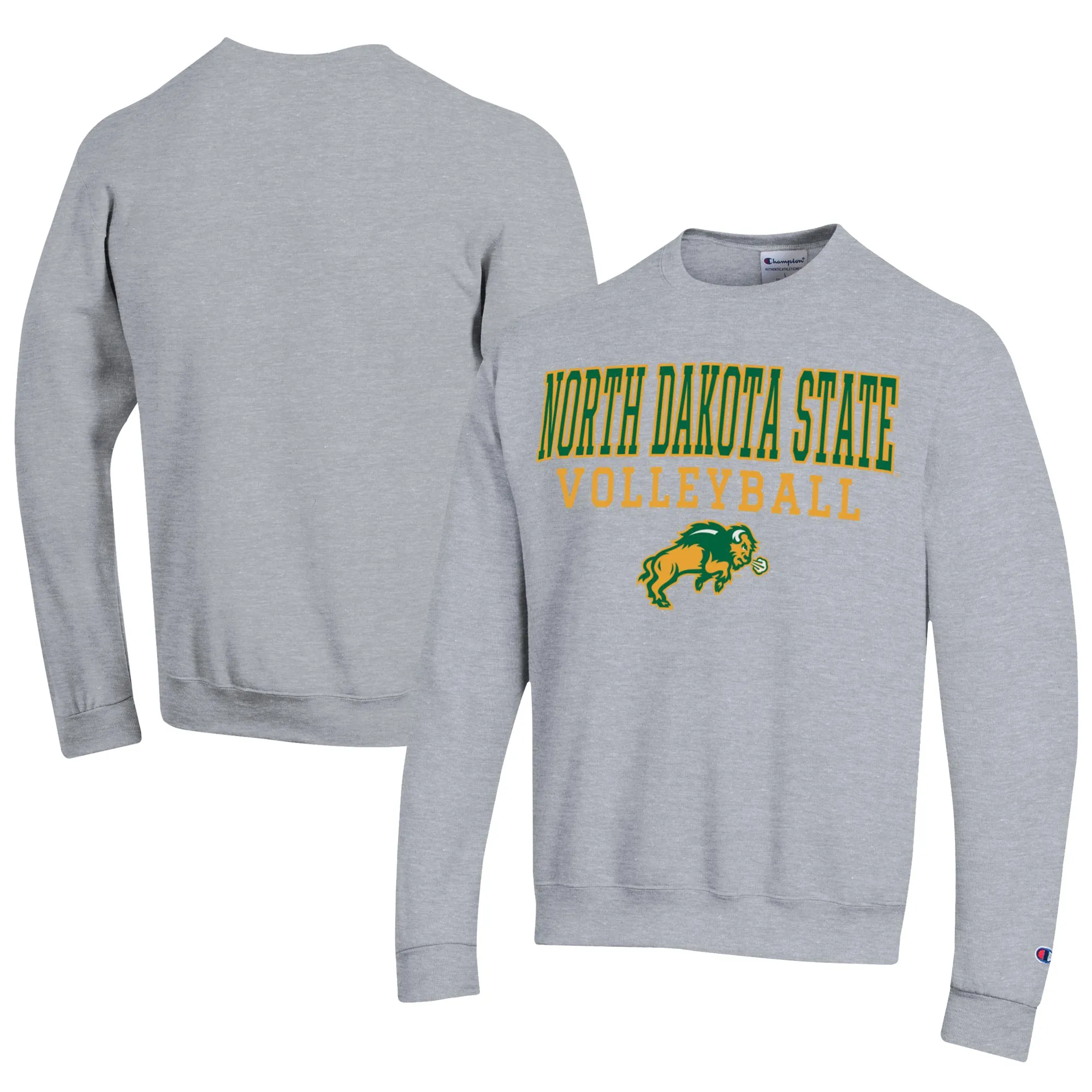 Champion  NDSU Bison Gray Stacked Logo Volleyball Eco Powerblend Pullover Sweatshirt