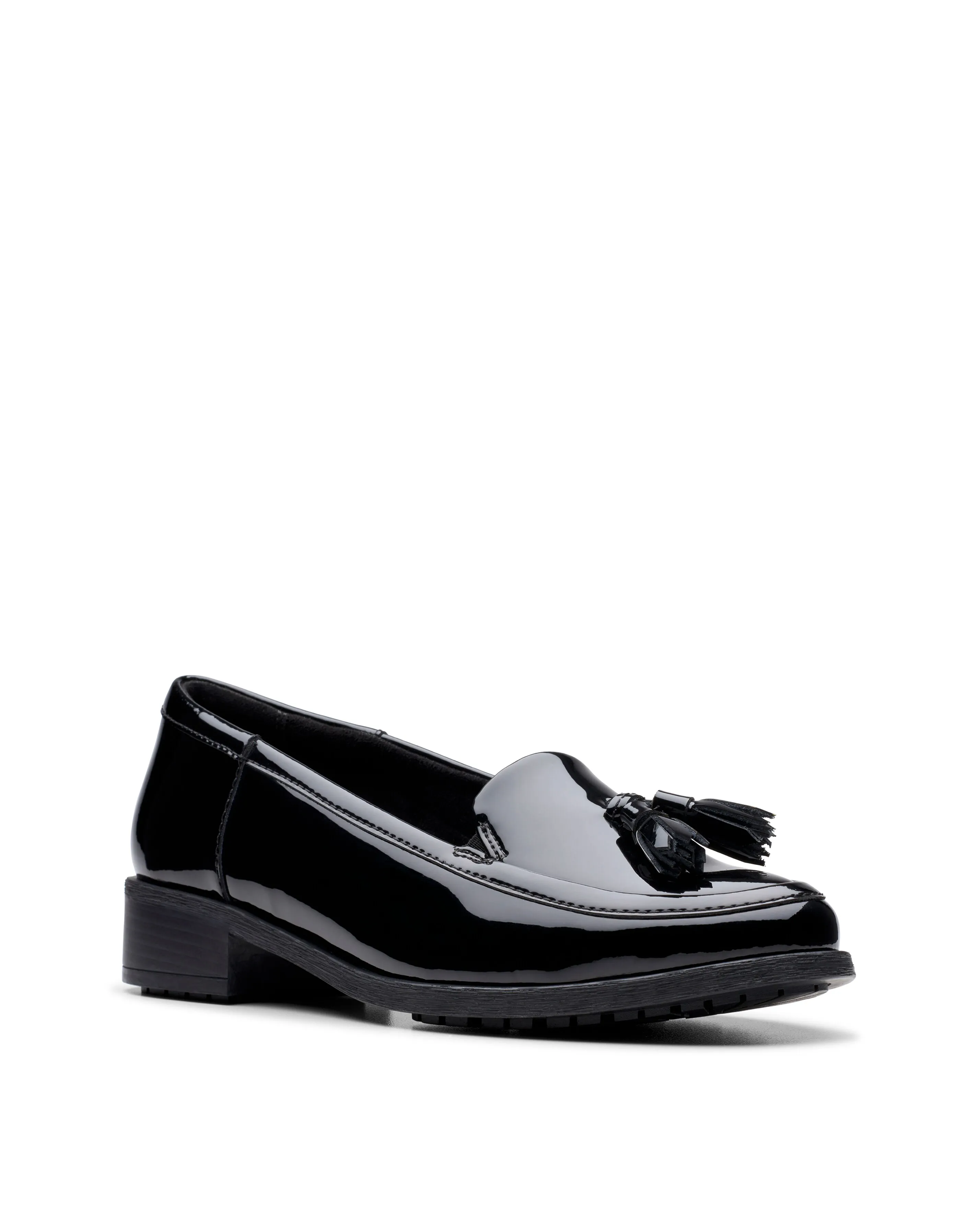 Clarks Havisham Patent Leather Tassel Loafer Wide Fit | Simply Be