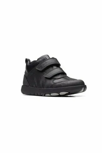 Clarks Rex Hop Kid black leather