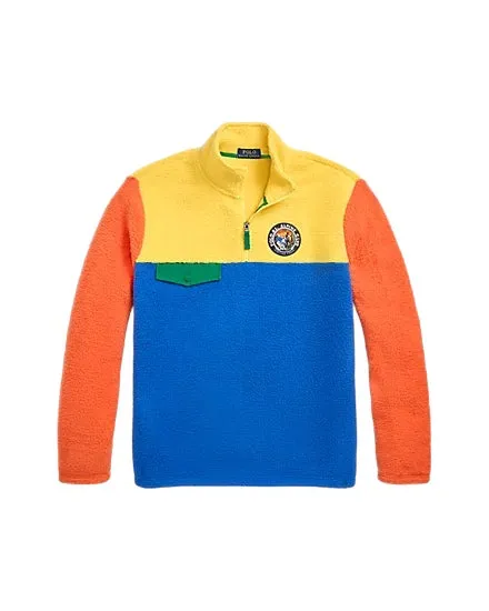 Color-Blocked Brushed Fleece Pullover (Canary Yellow/Multi)