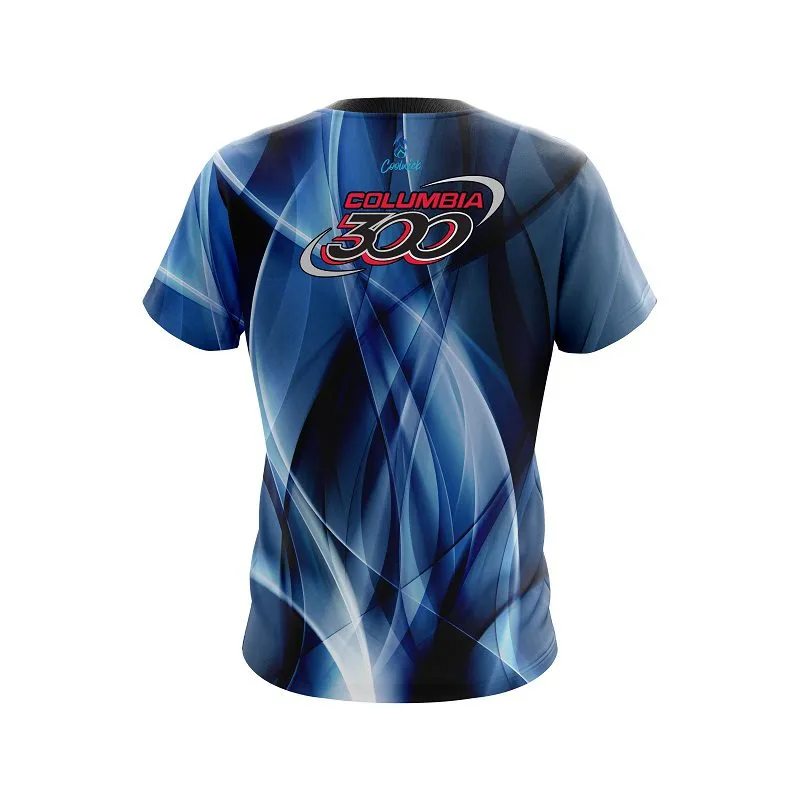 Columbia 300 Wavy Blue Swirl   CoolWick Bowling Jersey