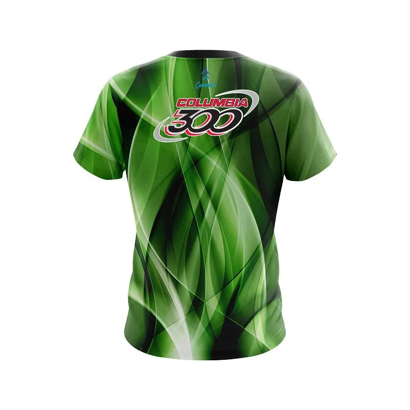 Columbia 300 Wavy Green Swirl   CoolWick Bowling Jersey