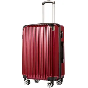 Coolife Luggage Expandable(only 28) Suitcase PC+ABS Spinner 20in 24in 28in Carry on (wine wind new, S(20in)_carry on)