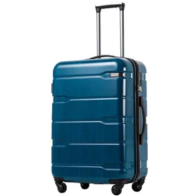 COOLIFE Luggage Expandable(only 28) Suitcase PC+ABS Spinner Built-in TSA Lock 20in 24in 28in Carry on (Caribbean Blue, L(28in).