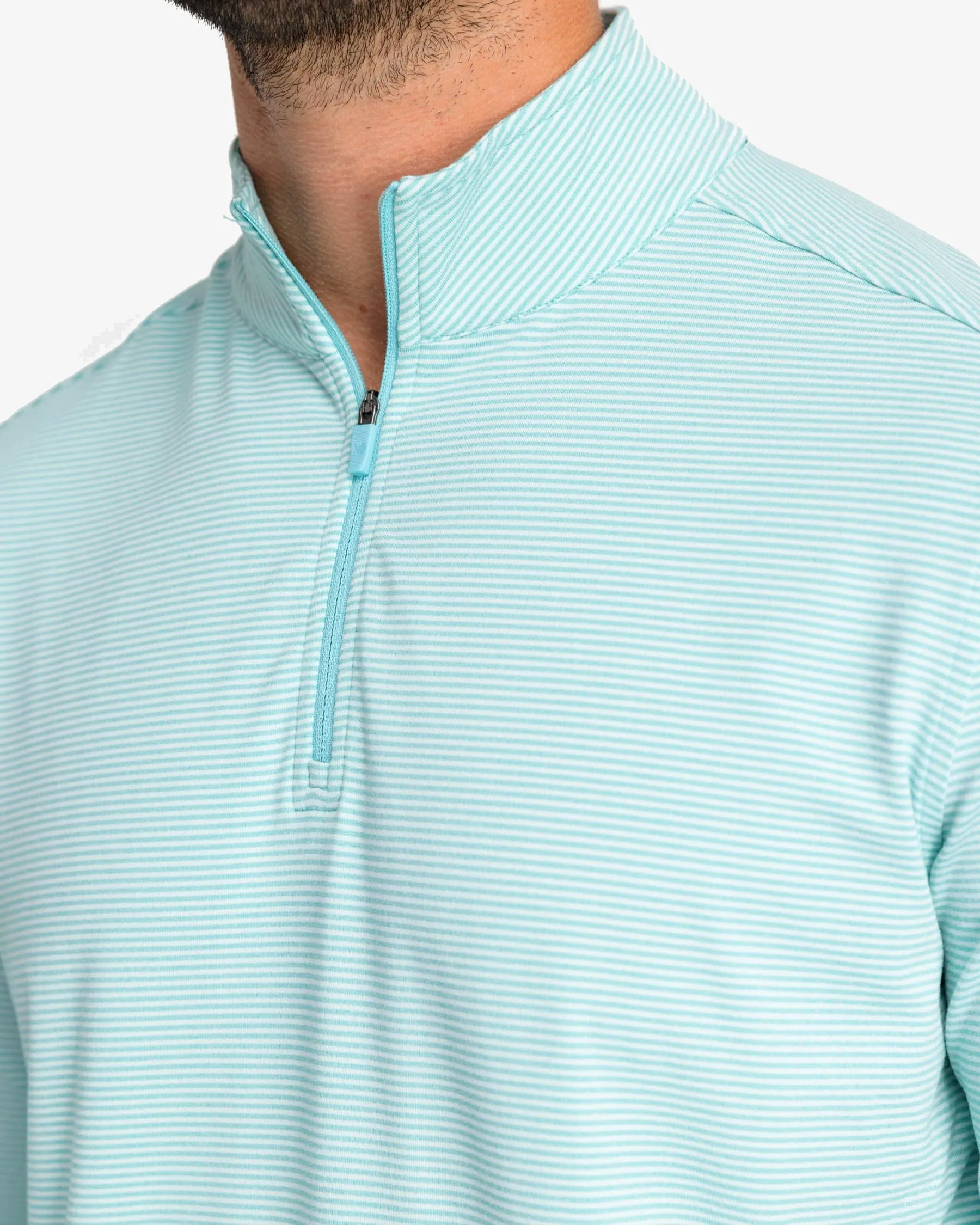 Cruiser Heather Micro-Stripe Performance Quarter Zip Pullover - Final Sale