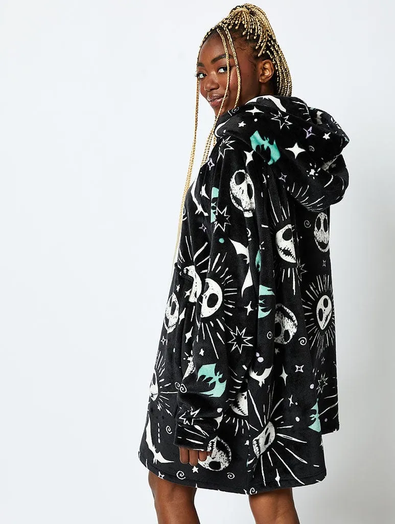 Disney Nightmare Before Christmas Jack Blanket Hoodie in Black