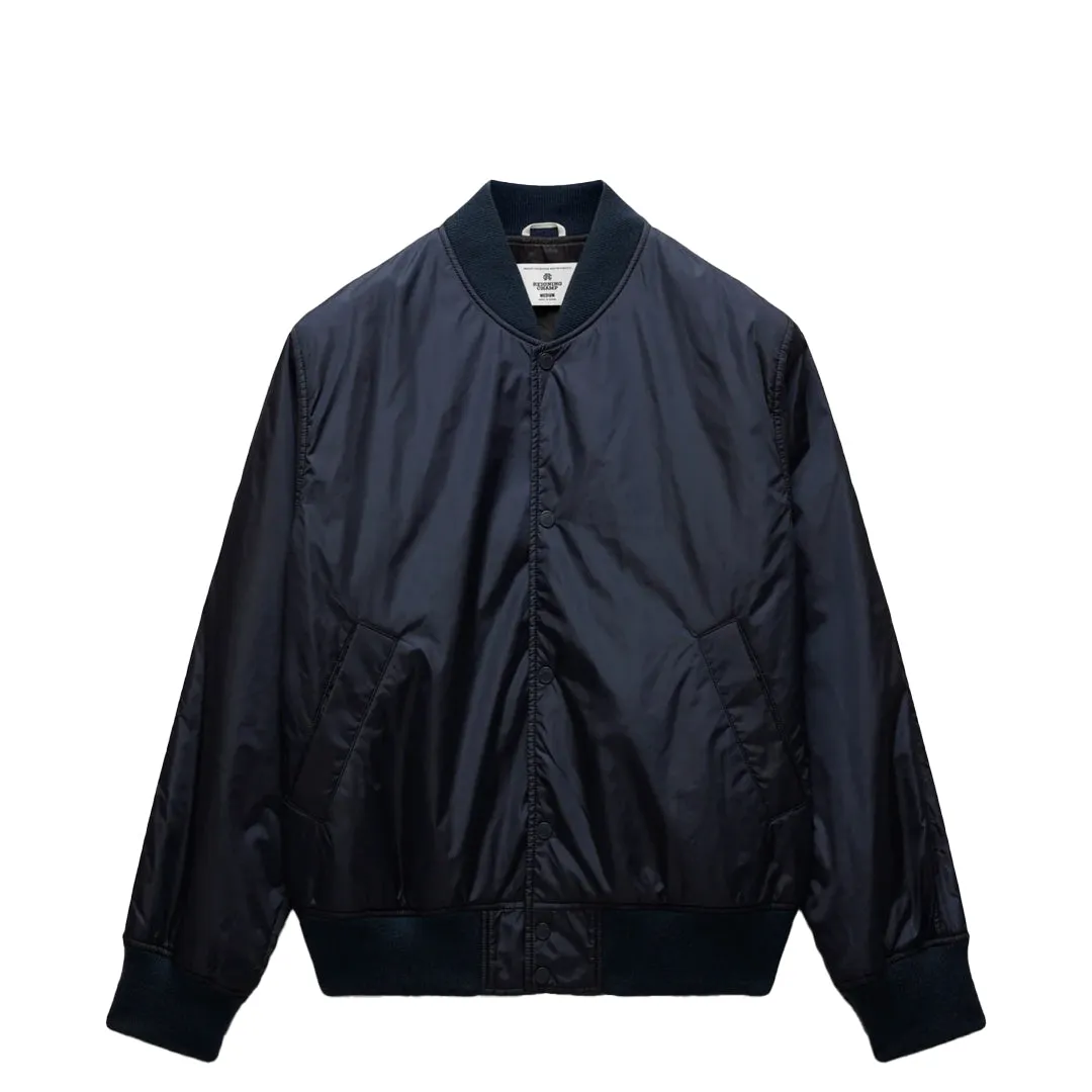 ECONYL SATIN NYLON STADIUM JACKET NAVY