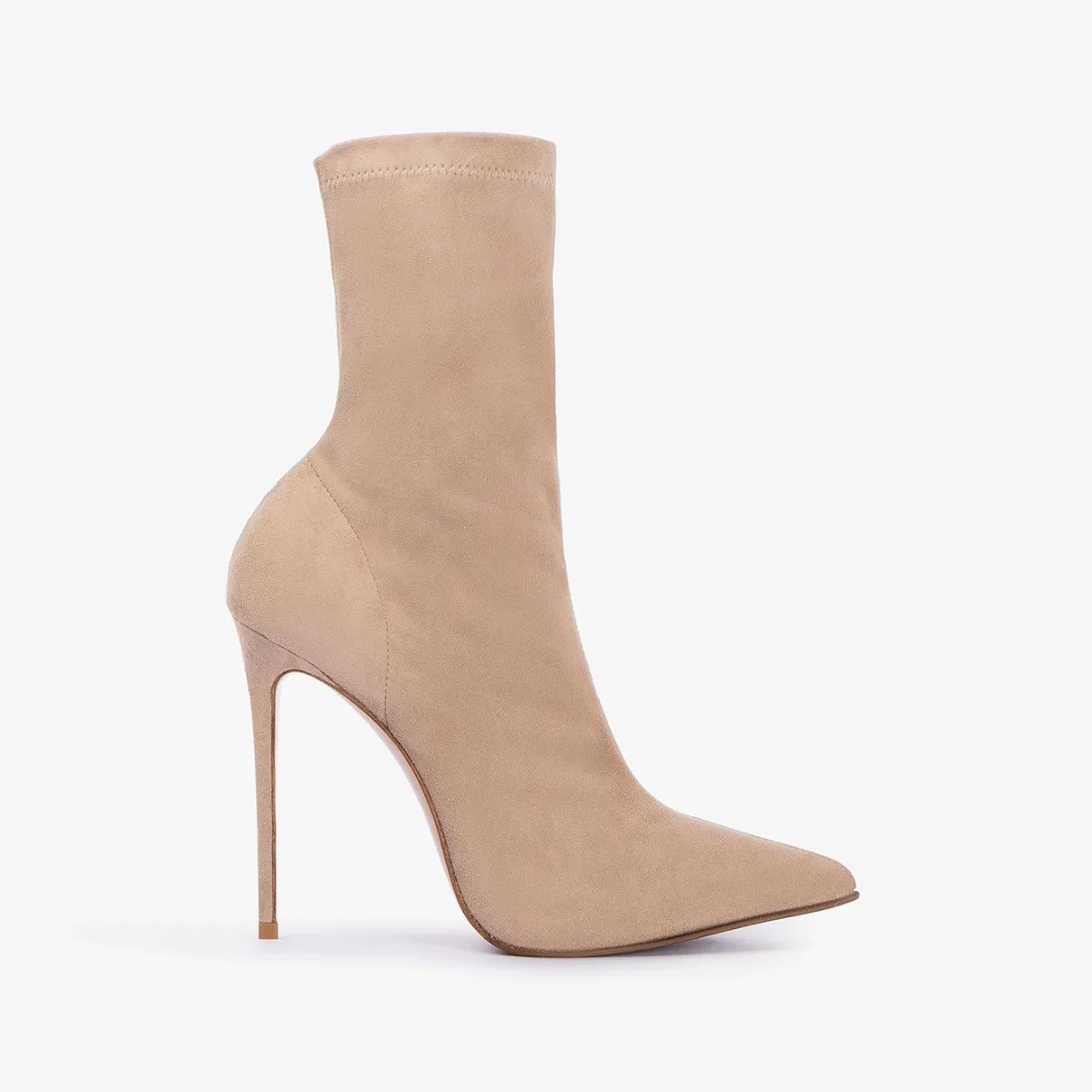 EVA ANKLE BOOT 120 mm Tower beige stretch suede ankle boot