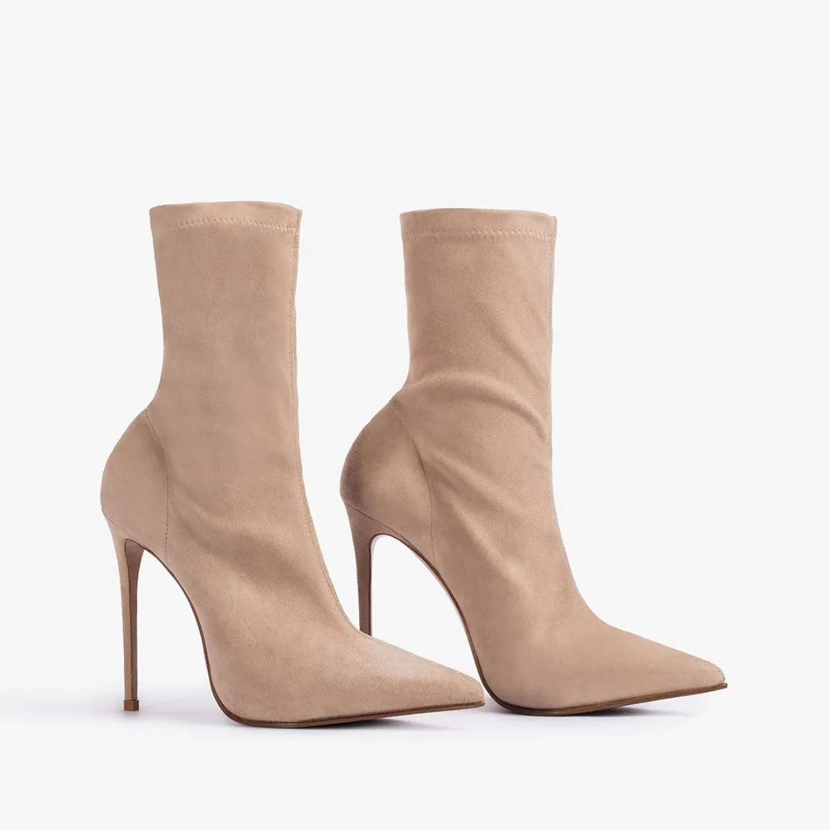 EVA ANKLE BOOT 120 mm Tower beige stretch suede ankle boot