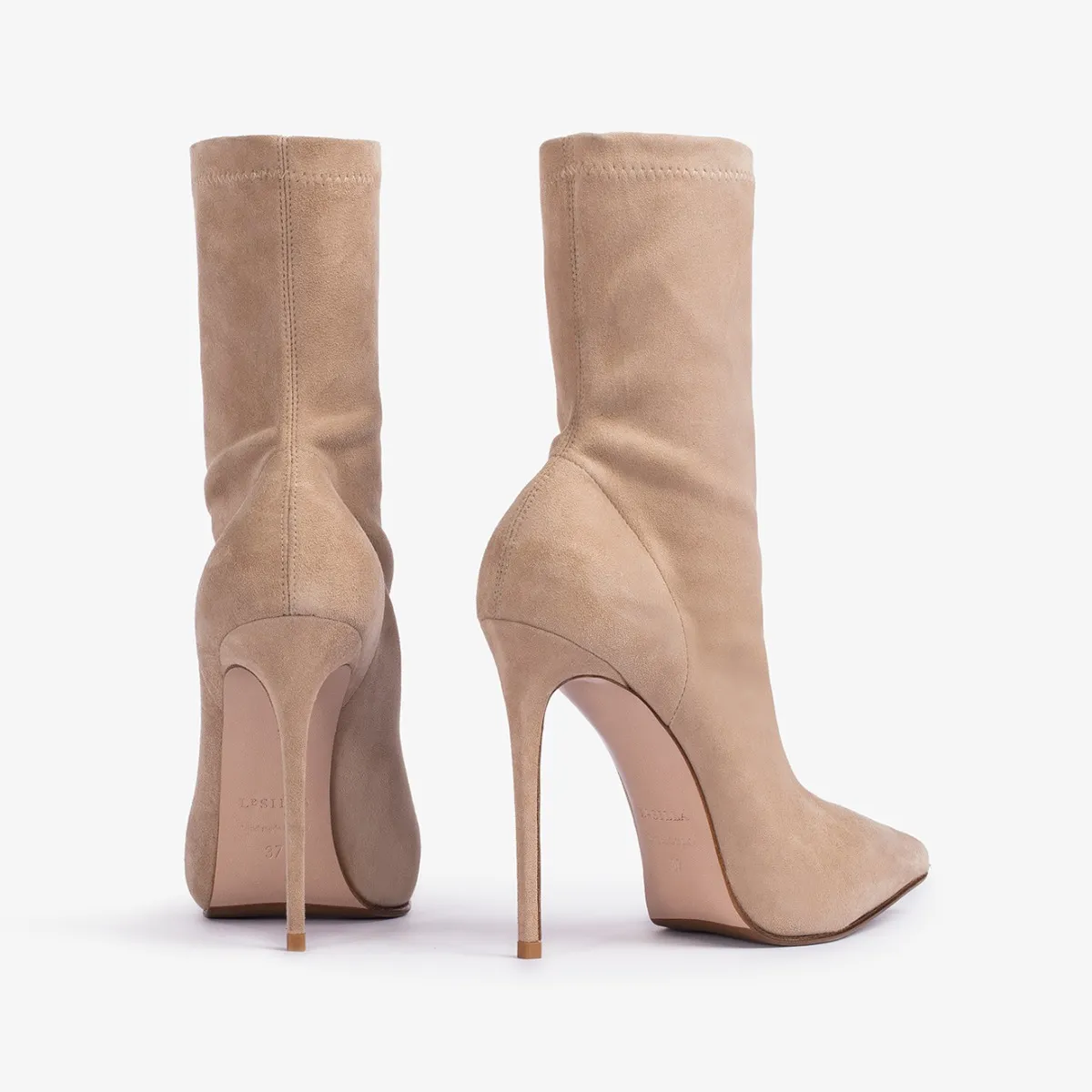 EVA ANKLE BOOT 120 mm Tower beige stretch suede ankle boot