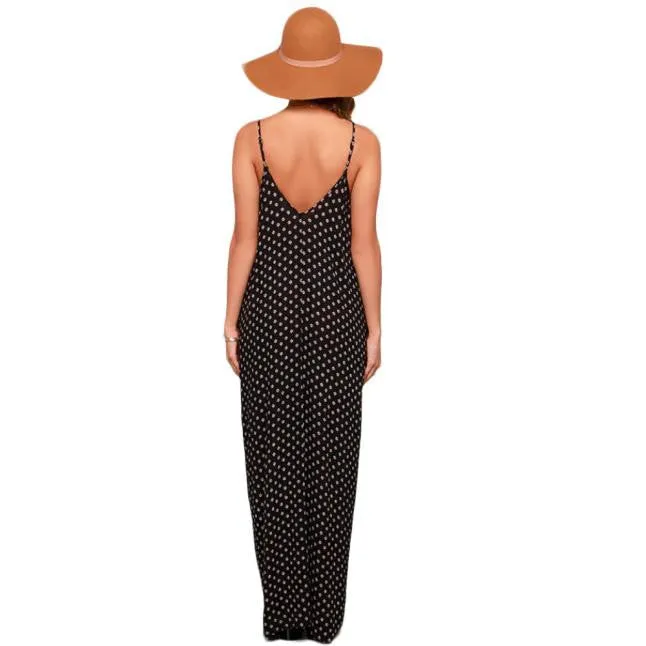 Feida Sexy Women Ladies Strap V Neck Polka dot Dresses Loose Party wrap Club Maxi style Long Beach Dress Vestidos