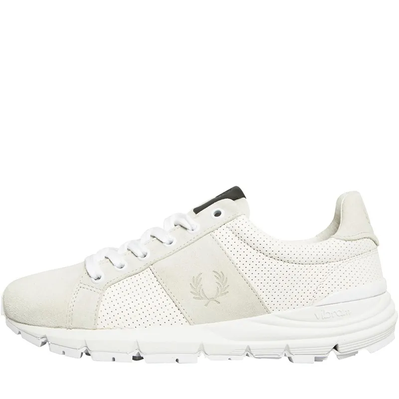 Fred Perry B723 Perf Leather/Suede Trainers White