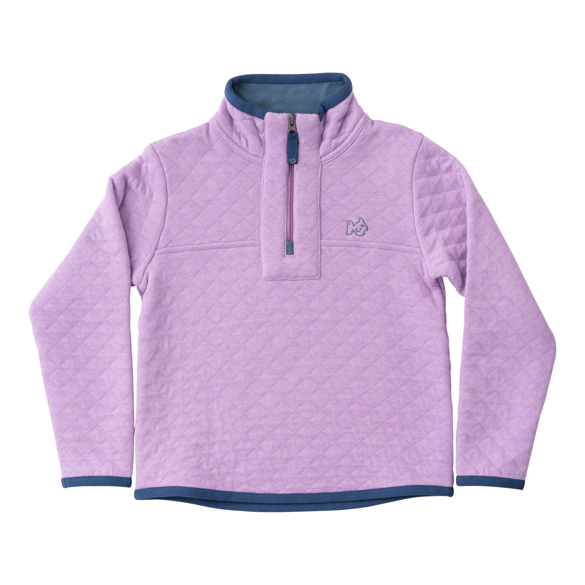 Girl's Quilted Zip Pullover in Sheer Lilac