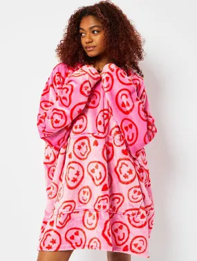 Happy Face Fleece Blanket Hoodie