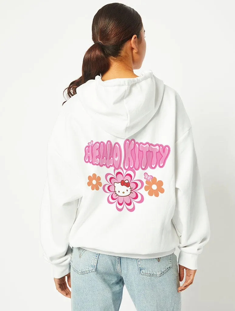 Hello Kitty x Skinnydip Flower Hoodie in White