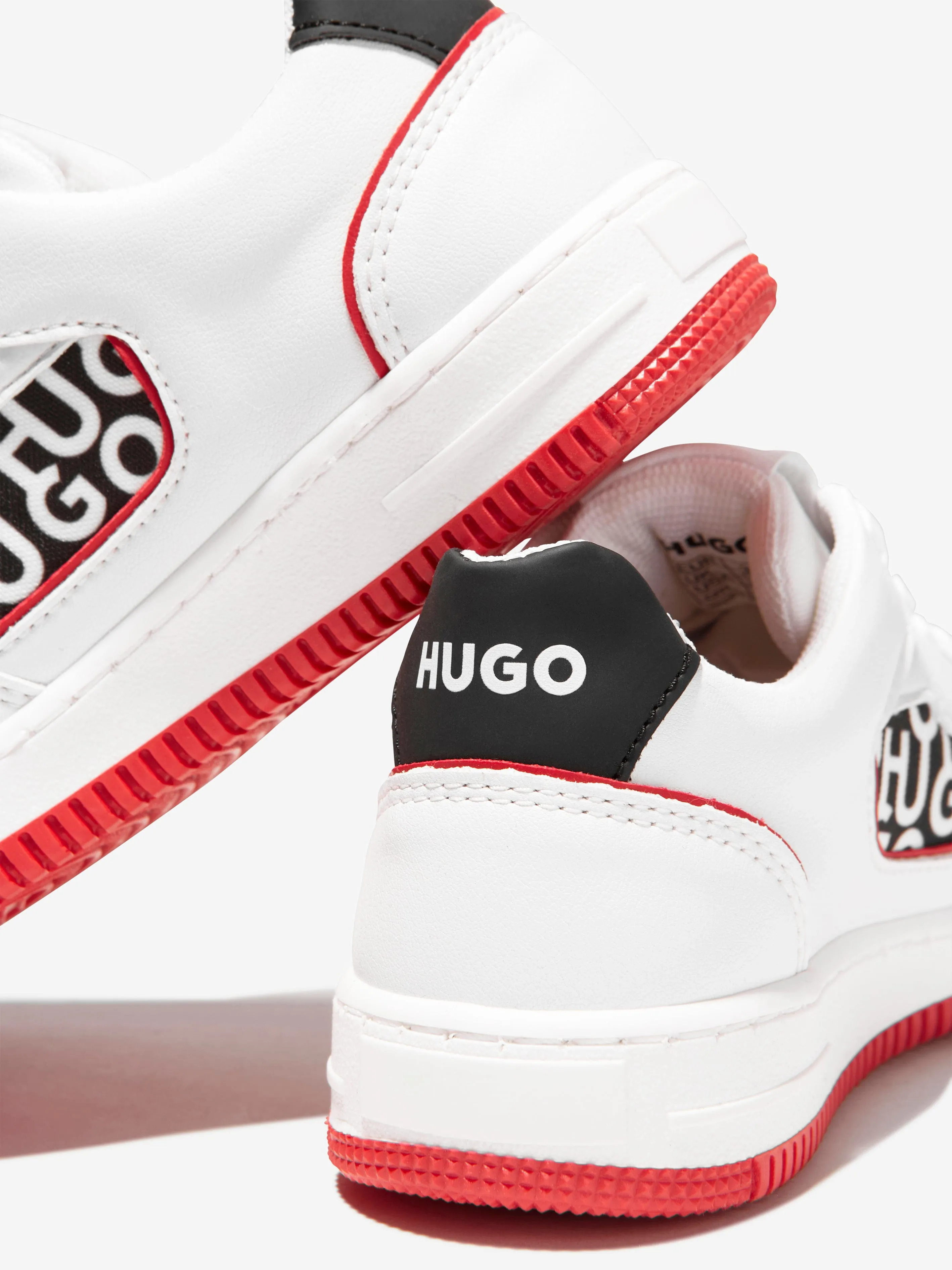 Hugo Boys Faux Leather Logo Trainers in White