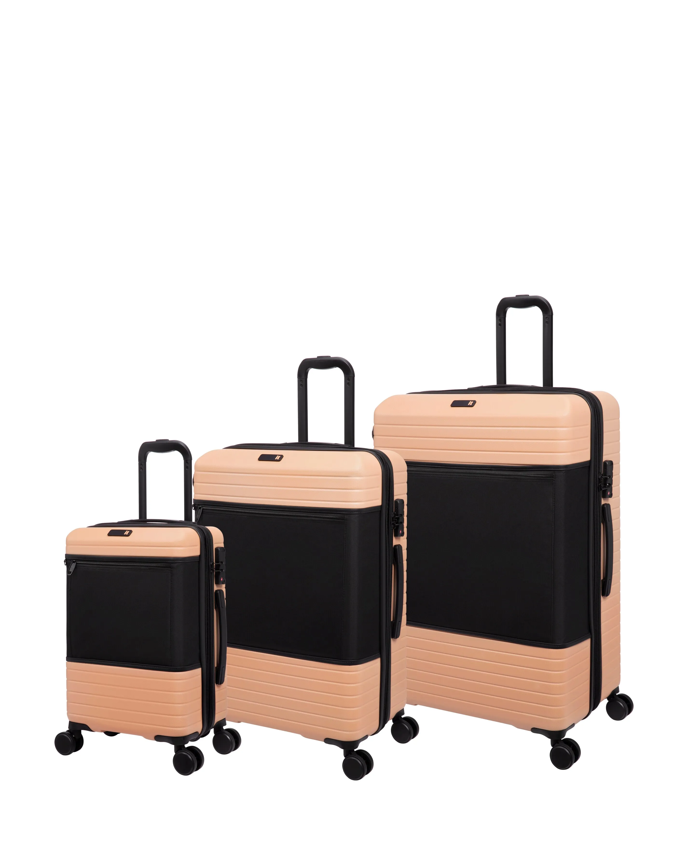 IT Luggage Attuned Toasted Almond 3pc Suitcase Set with Front Panel Pocket | Simply Be