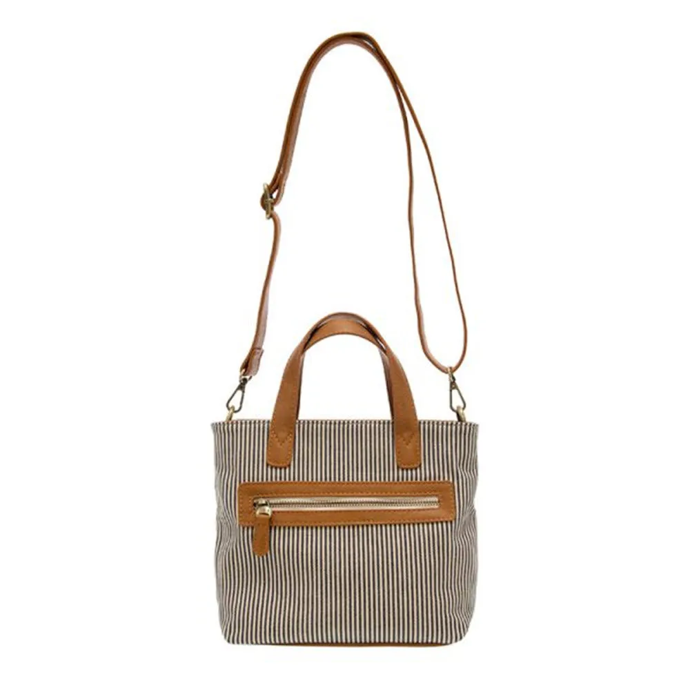 JOY SUSAN AUDREY CANVAS TOTE CROSSBODY DENIM PINSTRIPE