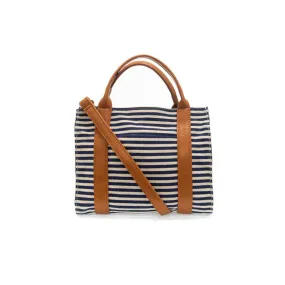 JOY SUSAN GWEN MEDIUM CANVAS TOTE NAVY/WHITE