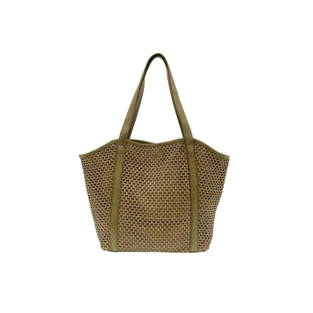 JOY SUSAN HAVEN OPEN WEAVE TOTE KHAKI