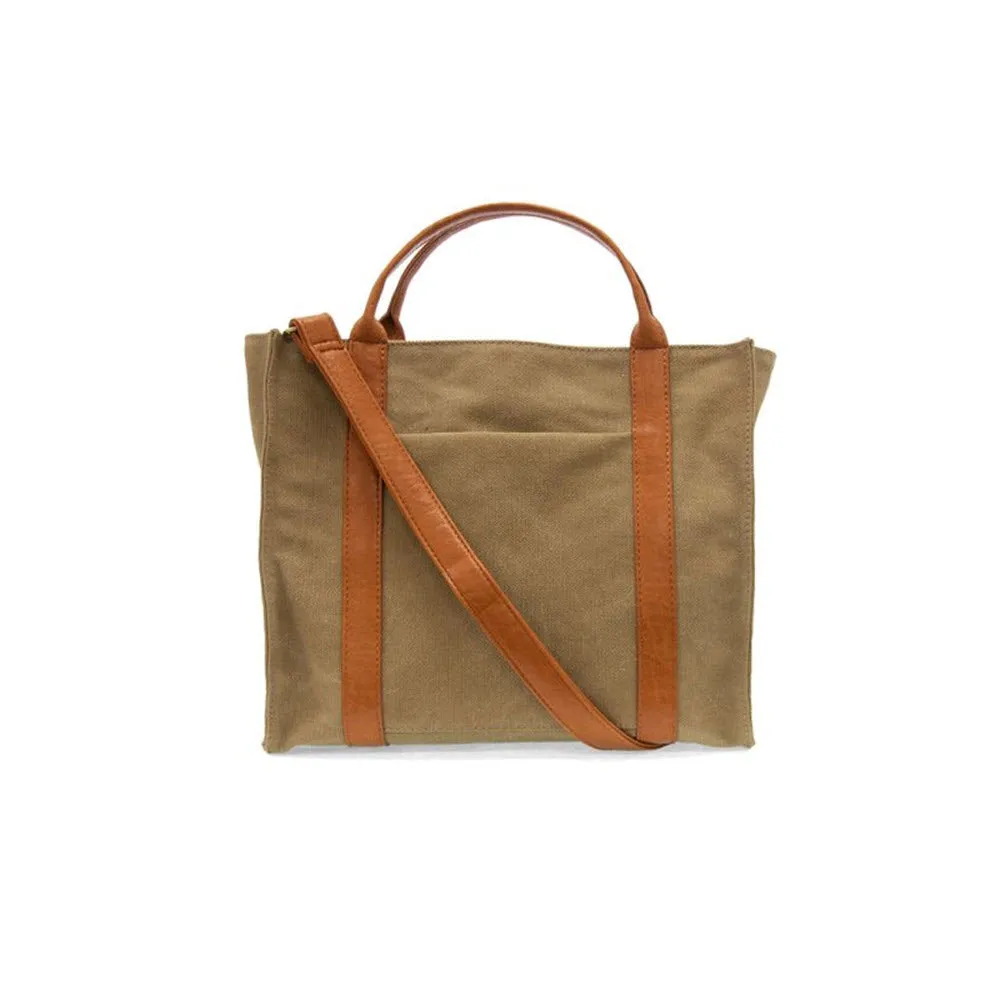 JOY SUSAN TONI LARGE CANVAS TOTE KHAKI