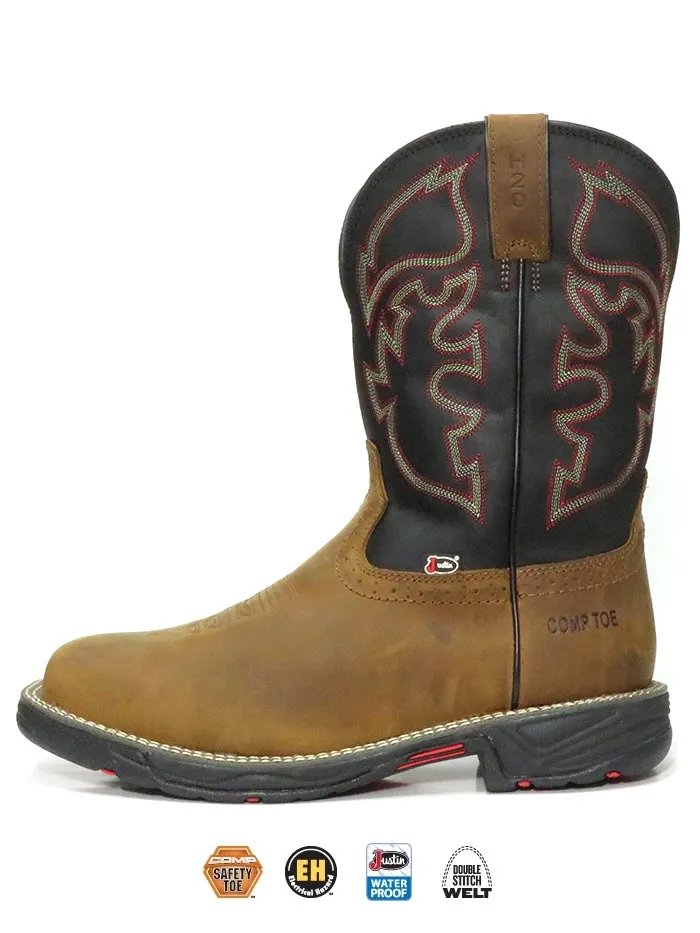 Justin WK4337 Mens Stampede Rush Waterproof Composite Toe Work Boot Tan