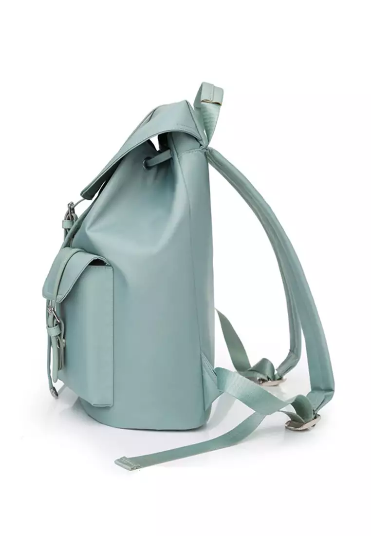 Lara Women's Water Repellent Oxford Cloth Flap Drawstring Backpack - Light Green