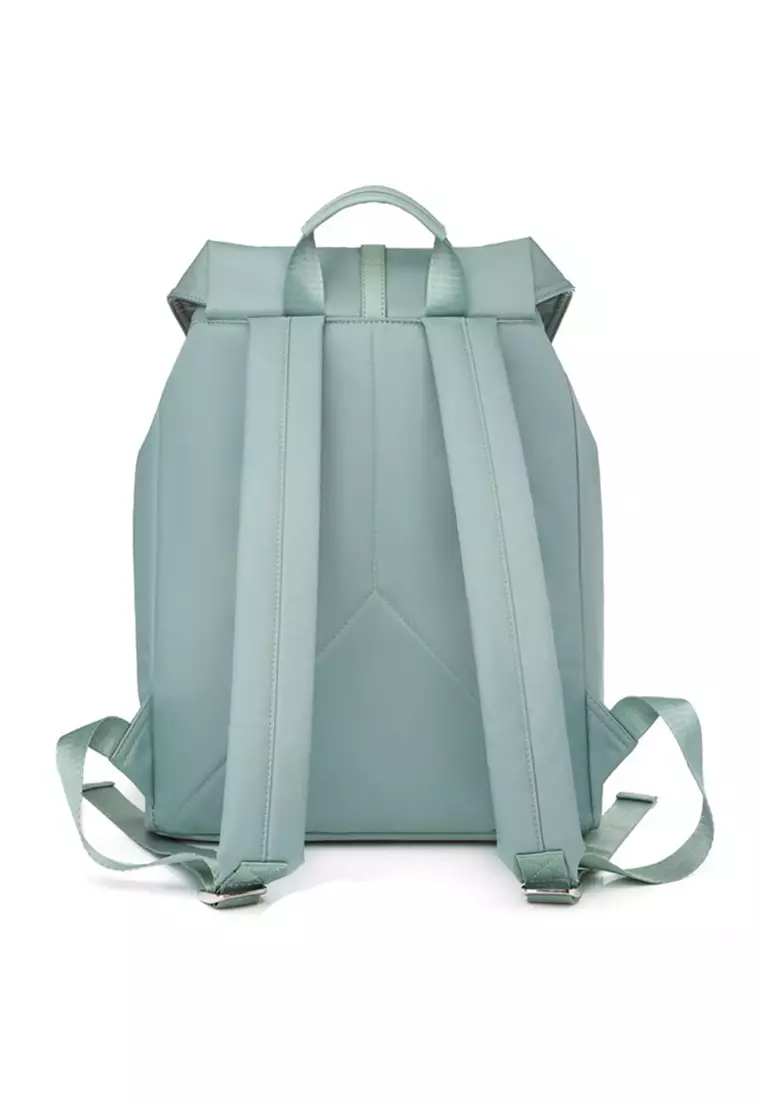 Lara Women's Water Repellent Oxford Cloth Flap Drawstring Backpack - Light Green