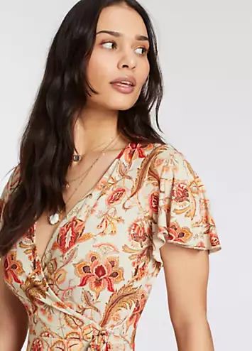 Laura Scott Butterfly Sleeve Wrap Dress | Grattan