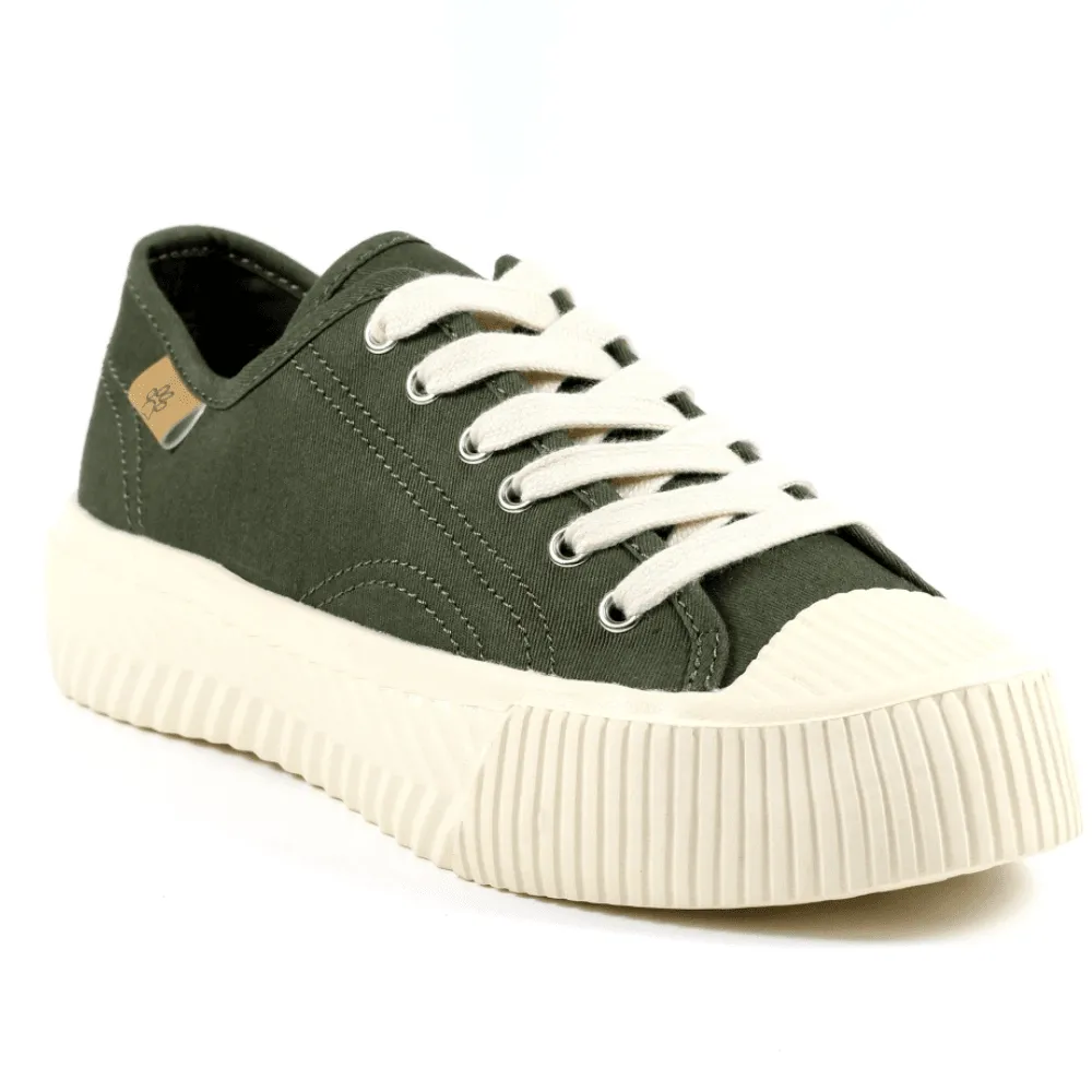 Lazy Dogz Jayne Khaki Canvas Lace Up Trainers