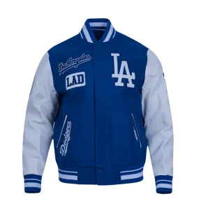 LOS ANGELES DODGERS AREA CODE RIB WOOL VARSITY JACKET DARK BLUE