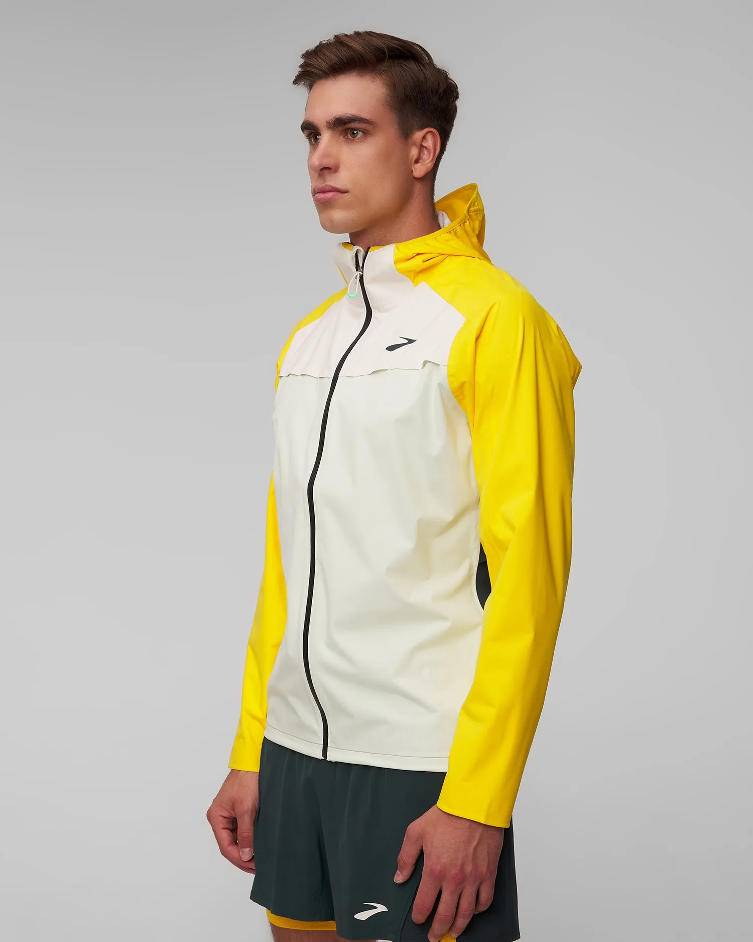 Men's running Brooks High Point Waterproof Jacket 211448320-glacier-green-ecru-lemon