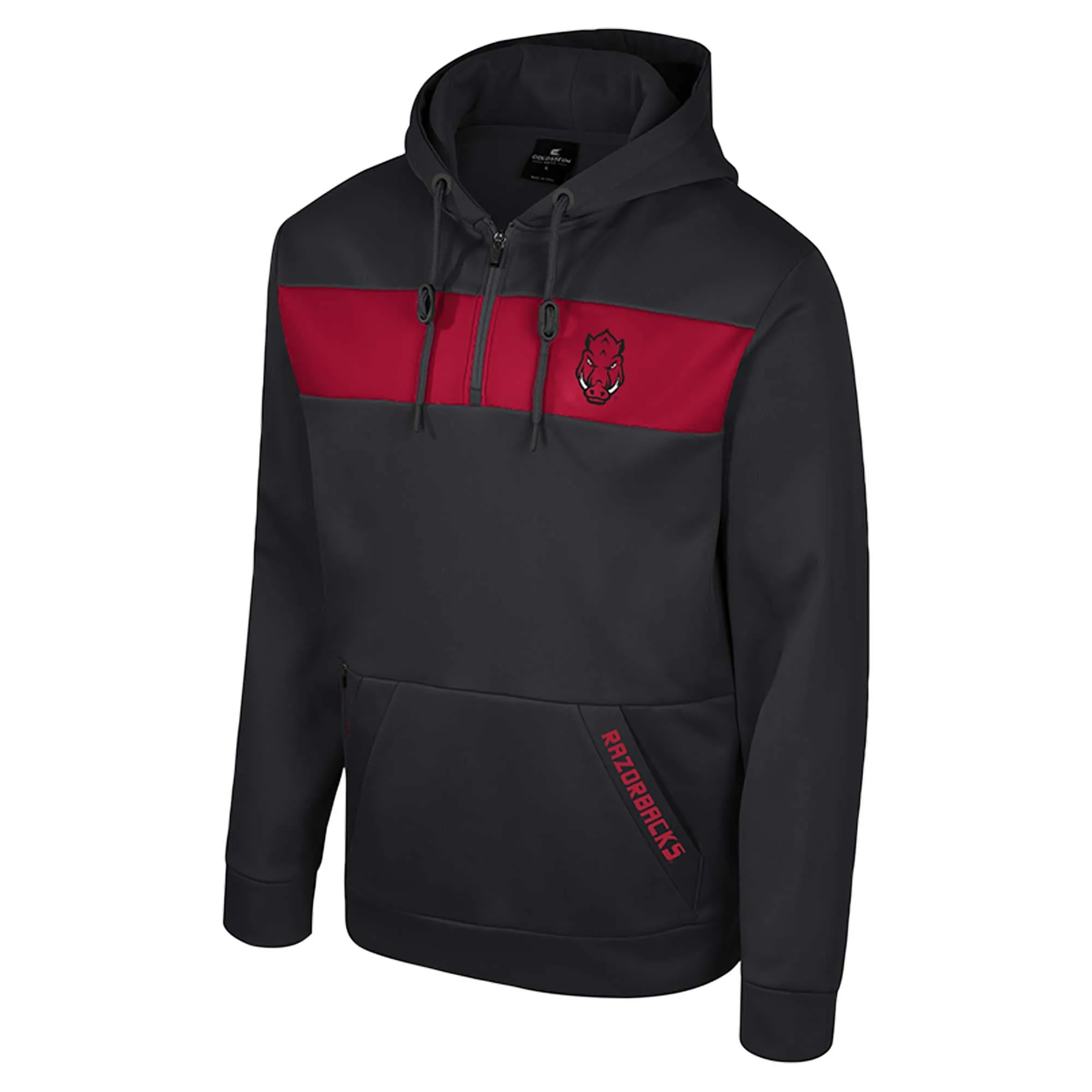 Men's Colosseum  Black Arkansas Razorbacks Quarter-Zip Hoodie