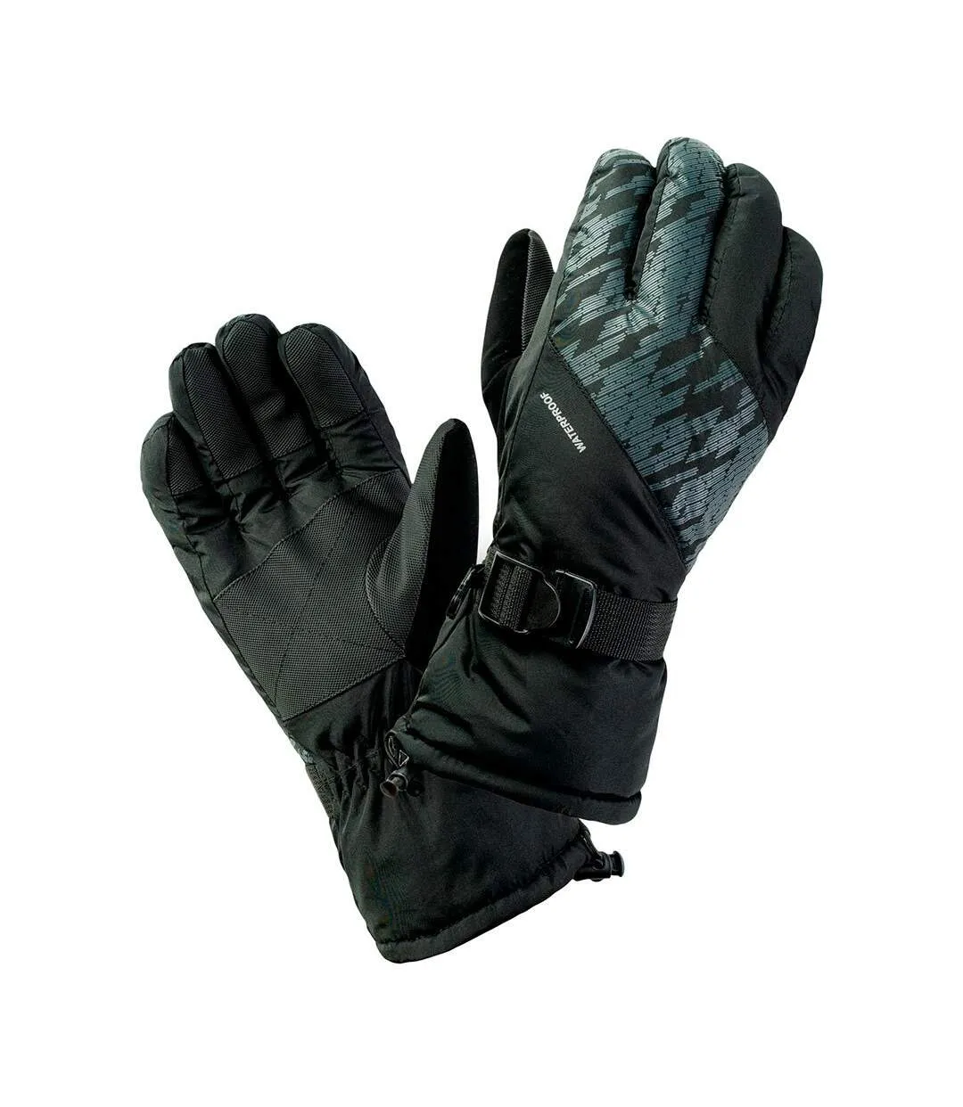 Mens elime printed ski gloves black/grey Hi-Tec