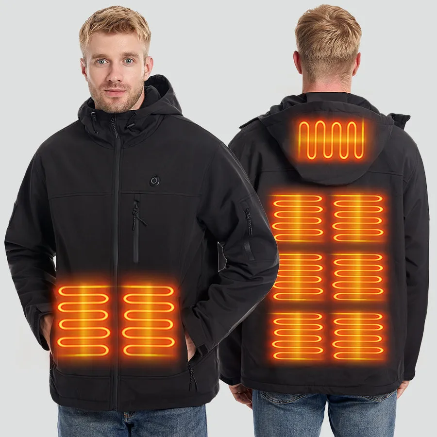 Men's Heated Softshell Jacket with 9 Heating Zones(Battery Not Included)